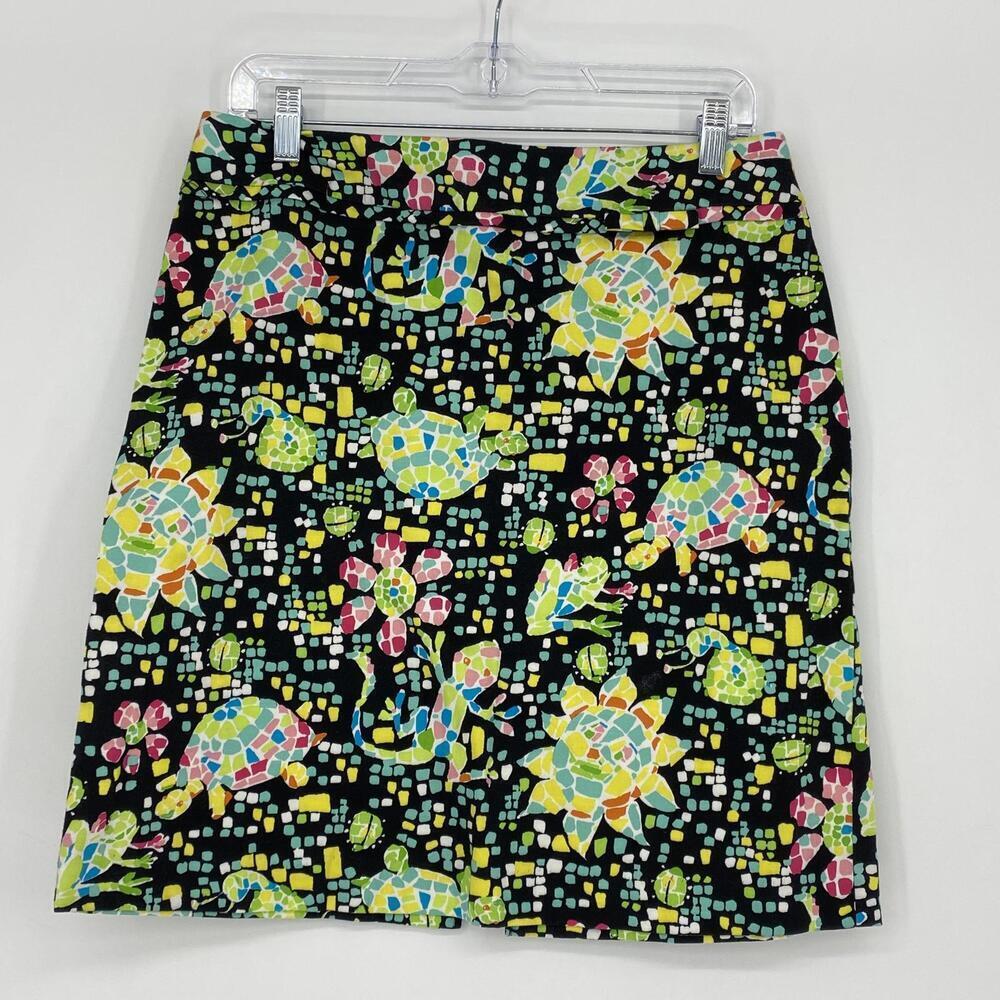Goodclothes Colorful Mosaic Print Turtle and Frog Pattern Skirt Sz 6